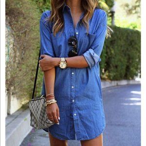 Frankie & Lu Denim Chambray Button-down Shirt Dress - size XL